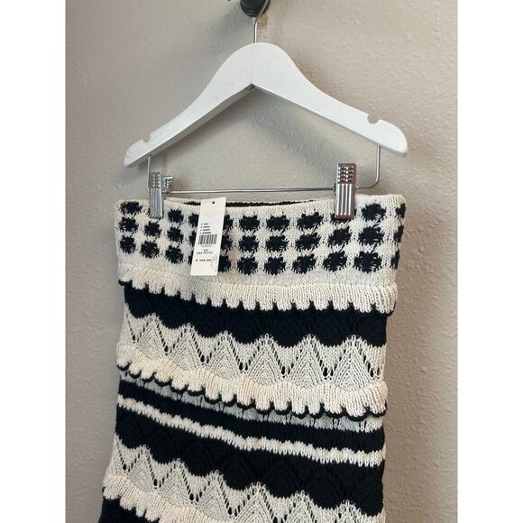 NWT Anthropologie Textured Knit Black White Midi Skirt size XXS Petite msrp $168 - Picture 7 of 14